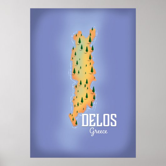 Delos Greece Map Reiseplakat Poster (Vorne)