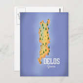 Delos Greece Map Reiseplakat Postkarte (Vorne/Hinten)