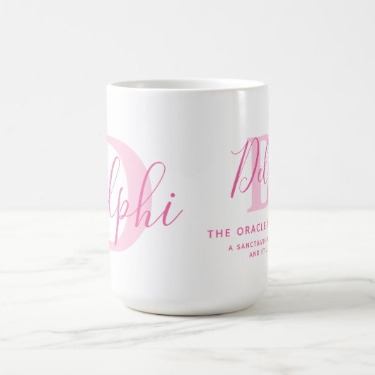 Delphi-Name bedeutet und monogramm rosa Text Kaffeetasse (Mittel)