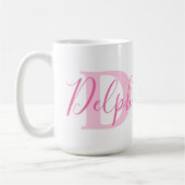 Delphi-Name bedeutet und monogramm rosa Text Kaffeetasse (Links)