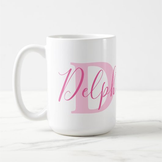 Delphi-Name bedeutet und monogramm rosa Text Kaffeetasse (Links)