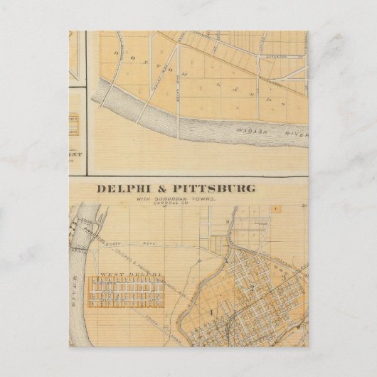 Delphi & Pittsburg mit Vorstädten Postkarte (Vorderseite)