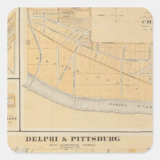Delphi & Pittsburg mit Vorstädten Quadratischer Aufkleber (Vorderseite)