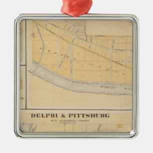 Delphi u. Pittsburg mit Vorstadtstädten Ornament Aus Metall