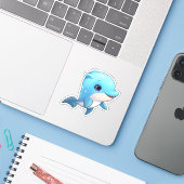 Delphin-Abbildung des Cartoon Aufkleber (Laptop mit iPhone)