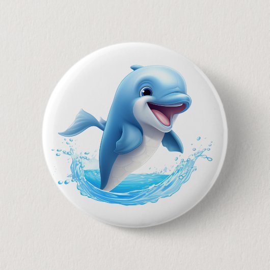 Delphin-Abbildung des Cartoon Button (Vorderseite)