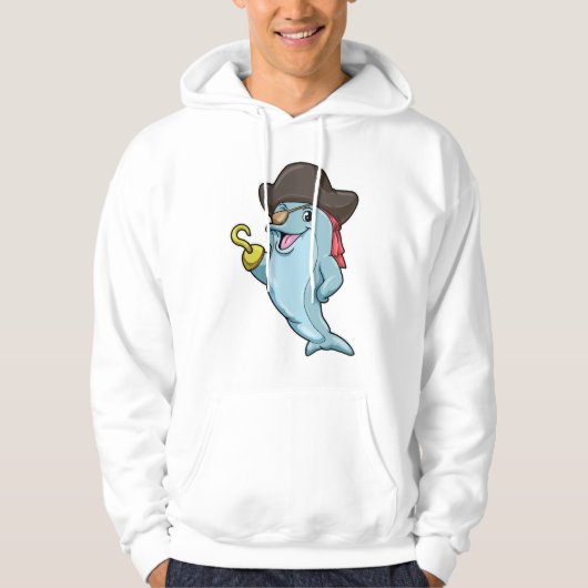 Delphin als Pirate mit Augenpflaster und Hakenhand Hoodie (Vorderseite)