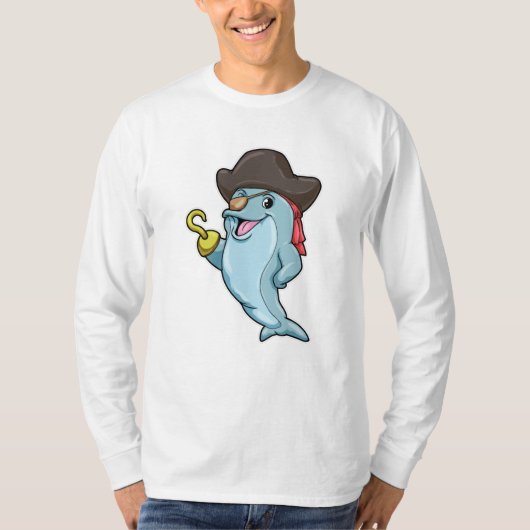 Delphin als Pirate mit Augenpflaster und Hakenhand T-Shirt (Vorderseite)