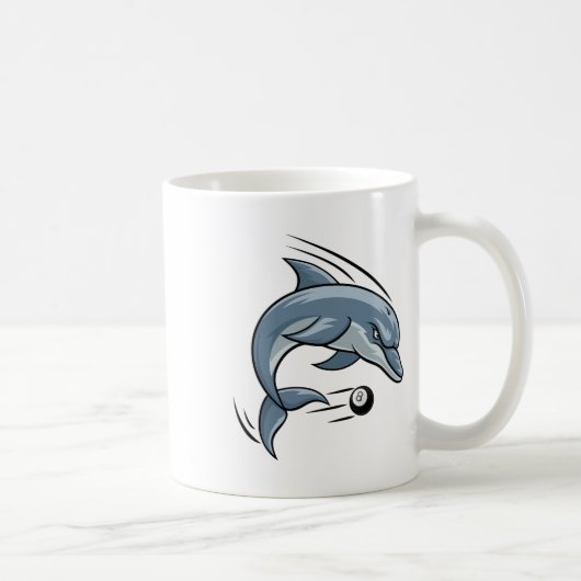 Delphin Animal Billiards Pool Cartoon-Zeichen Kaffeetasse (Rechts)