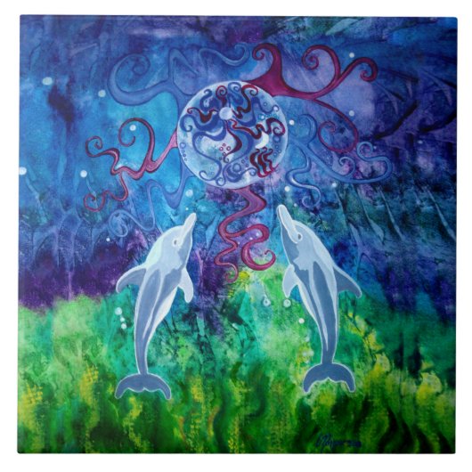 Delphin-Anstarren-Keramik-Fliese Fliese (Vorderseite)