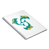 Delphin aqua blue gold Silhouette Notizblock (Rechte Seite)