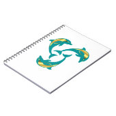 Delphin aqua blue gold Silhouette Notizblock (Linke Seite)