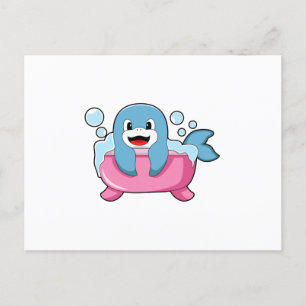 Delphin auf Badewanne Postkarte