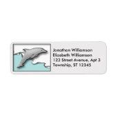 Delphin auf dem Wasser-Rücksendeadressen-Aufkleber (Vorne)