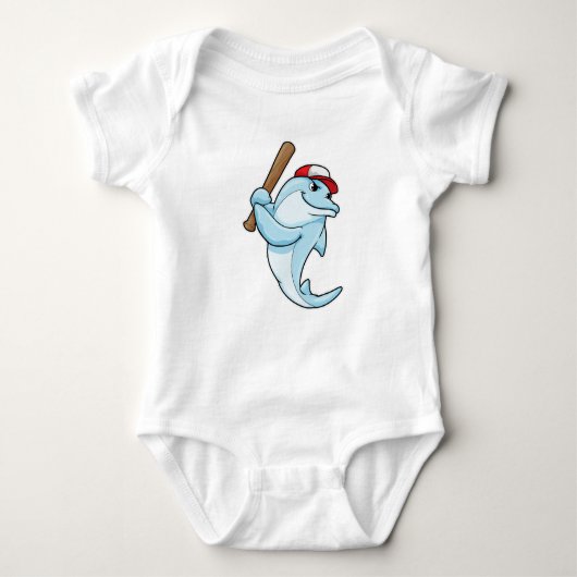 Delphin bei Baseball als Batsman Baby Strampler (Vorderseite)
