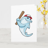 Delphin bei Baseball als Batsman Karte (Gelbe Blume)