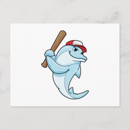 Delphin bei Baseball als Batsman Postkarte (Vorderseite)