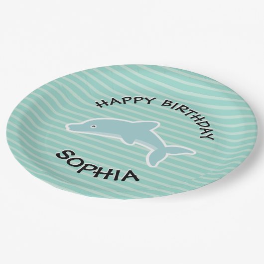 Delphin Birthday Party Tiere Pappteller (Schrägansicht)