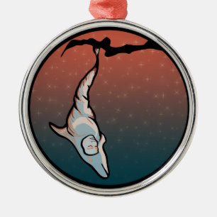 Delphin-Cocoon Silbernes Ornament