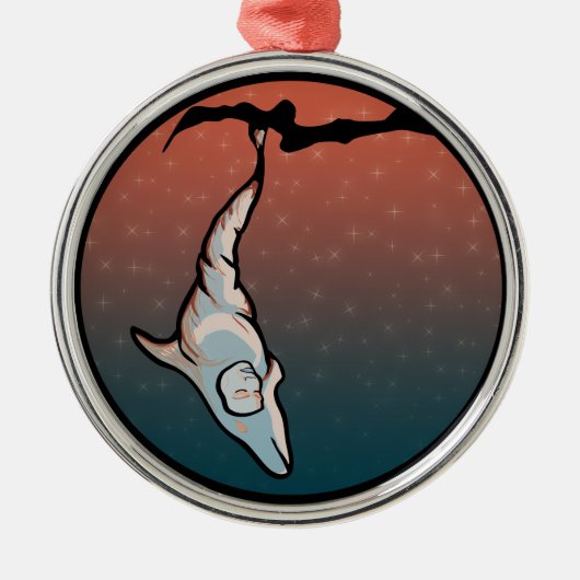 Delphin-Cocoon Silbernes Ornament (Vorne)