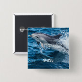 Delphin, der personalisierten Knopf spritzt Button (Vorne & Hinten)