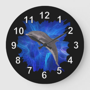 Delphin, der Uhr springt