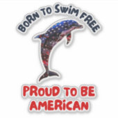 Delphin Flag America Aufkleber (Vorderseite)