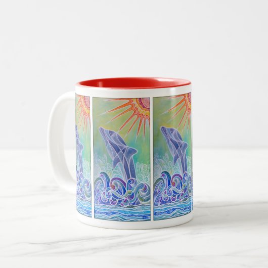 Delphin-Freuden-Kaffee-Tasse Zweifarbige Tasse (Vorderseite Links)