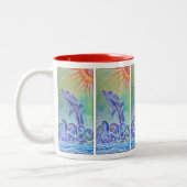 Delphin-Freuden-Kaffee-Tasse Zweifarbige Tasse (Links)