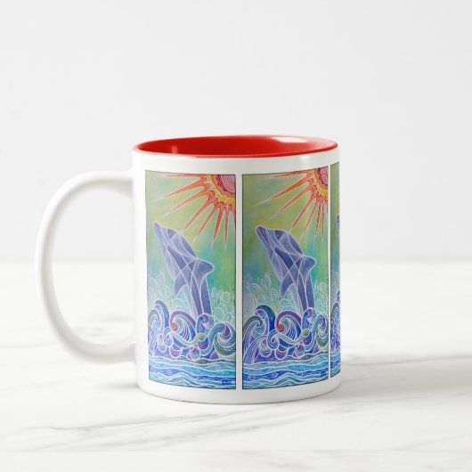 Delphin-Freuden-Kaffee-Tasse Zweifarbige Tasse (Links)