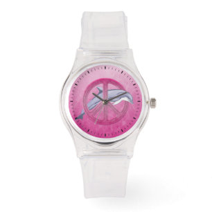 Delphin-Friedensrosa Armbanduhr