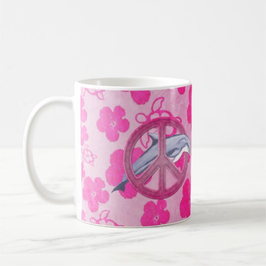 Delphin-Friedensrosa Kaffeetasse (Links)