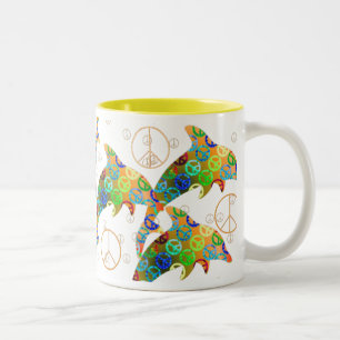 Delphin-Friedenssonntags-Tasse Zweifarbige Tasse