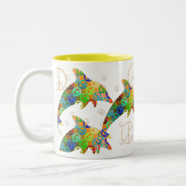 Delphin-Friedenssonntags-Tasse Zweifarbige Tasse