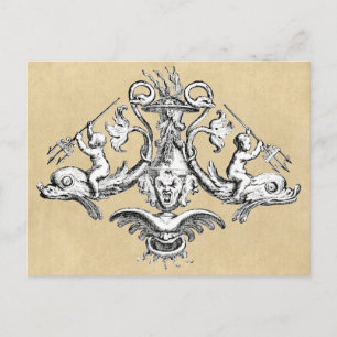 Delphin & Gargoyle Nautical Symbol Postkarte