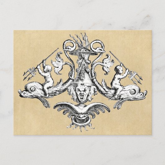 Delphin & Gargoyle Nautical Symbol Postkarte (Vorderseite)