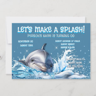 Delphin-Geburtstagseinladung   Ozean-Splash-Party Einladung