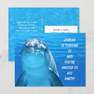 Delphin-Geburtstagseinladung Postkarte