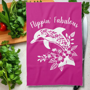 Delphin-Hawaii-Fischer Core-Pink Geschirrtuch