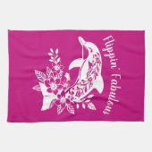Delphin-Hawaii-Fischer Core-Pink Geschirrtuch (Horizontal)