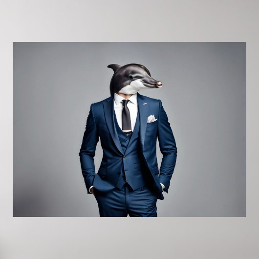 Delphin im Anzug Poster (Vorne)