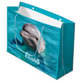Delphin im blaues Wasser-Foto Große Geschenktüte (Vorderseite Schrägansicht)