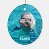 Delphin im blaues Wasser-Foto Keramik Ornament (Links)