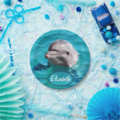 Delphin im blaues Wasser-Foto Pappteller (Party)