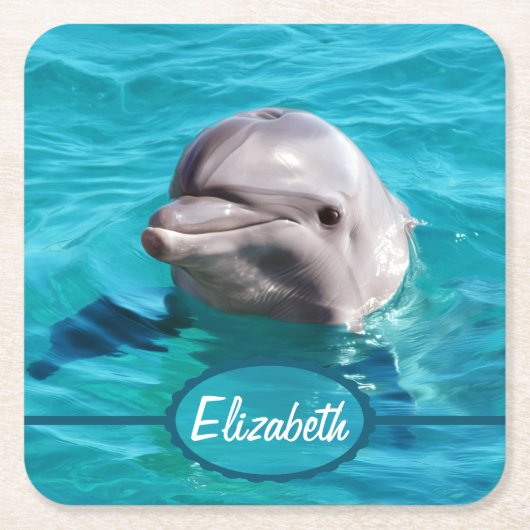 Delphin im blaues Wasser-Foto Rechteckiger Pappuntersetzer (Vorderseite)
