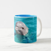 Delphin im blaues Wasser-Foto Zweifarbige Tasse (VorderseiteRechts)