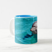 Delphin im blaues Wasser-Foto Zweifarbige Tasse (Vorderseite Links)