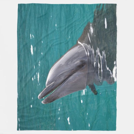 Delphin in Grün Fleecedecke (Vorderseite)