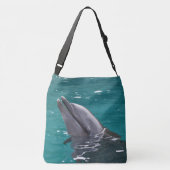 Delphin in Grün Tragetaschen Mit Langen Trägern (Rückseite)