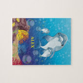 Delphin-Kinder rätseln sich mit dem Namen des Kind Puzzle (Horizontal)